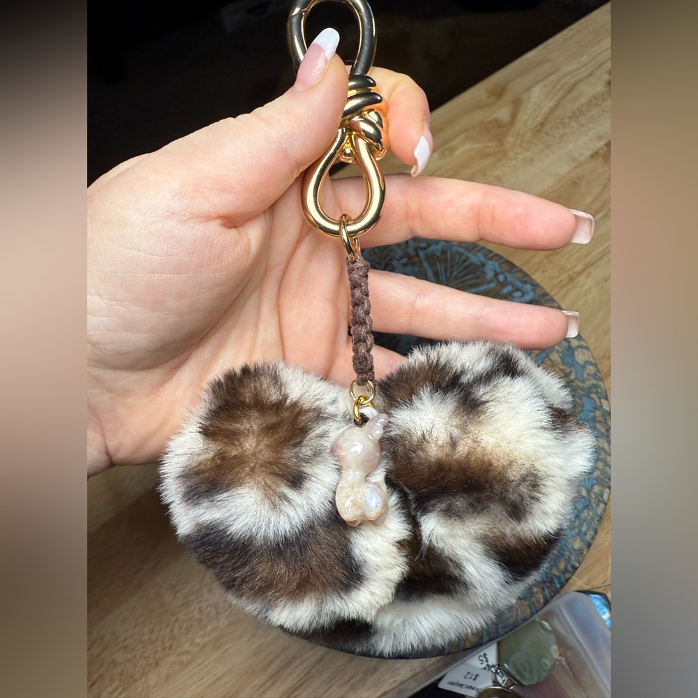 Bag Charm - FP Upcycled Hardware Puffy Heart and Coral Jade Deer